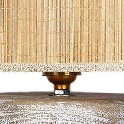 devansh Eliana Off-White Cotton Table Lamp With White Brushed Wood Base image 3