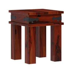 ritanshu enterprises Hevea Solid Wood Side Table in Mahogany Finish image 2