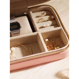 Pure Home + Living Pink Rectangle Faux Leather Jewellery Box - Large image 3