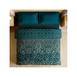 SPACES Kashida 210 Tc 100% Cotton Ornate Print Double Quilt - Dark Teal image 3