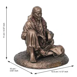 eCraftIndia Cold Cast Bronze Resin Sitting Sai Baba Statue image 4