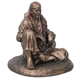 eCraftIndia Cold Cast Bronze Resin Sitting Sai Baba Statue image 5
