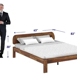 vintage home Sleigh Solid Wood Queen Size Non Storage Bed in Provincial Teak Finish image 4