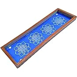 Anciently Flower Kambi Kolam Border Rangoli Stencil Wooden, Rangoli Sacha Wooden, 1 Piece (17x5 Inches)-picture-46
