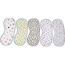 HAPPY MATTY Absorbent Fast Dry and Washable Set of 5 Baby Burp Sheets Multicolour 0-3 Years Size Large (56cm x 24cm)-picture-25