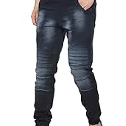 campus sutra Campus SutraMen’s Classic Blue Dark-Washed Regular Fit Denim Jeans with Drawstring Premium Stretchable Cotton Mid-Rise Crafted with Comfort Fit and High Performance for Everyday Wear-picture-24