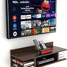 Tanu Craft Wooden Floating Set top Box Stand| Wall Shelf| Wall Mount| Wall Bracket|Wall Mounted Stand|TV Unit Wooden| for Home Decor |Kitchen| Mandir (Auburn Slick Brown)-image-85