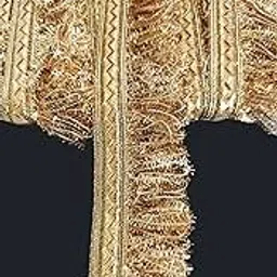 Pritam Fulzar Fringes Tassel Decorative Lace Trimmings Ribbon Festival Bridal Dupatta Lehenga, Saree, Anarkali, Indian Sari Border (Golden)-image-8