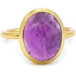 dua DuaAmethyst Oval Ring – Luxury Gold-Plated Birthstone Jewelry for Women-picture-50