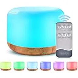 marchred 300ml Essential Oil Diffuser Remote Control Ultrasonic Aromatherapy Oil Diffuser Cool Mist Humidifier Waterless Auto Shut-off and 7 Colors LED Light for Bedroom Yoga Spa Baby-picture-30