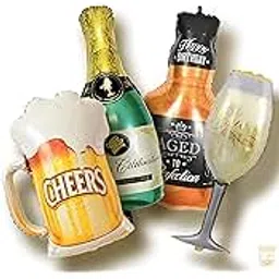 indy toys and fashion ITAF Set Of 4 pcs Birthday Anniversary Cocktail Bachelor Theme Decoration Kit-Beer Mug Cheers Foil Balloon, Wine Glass Cheers Foil Balloon, Champagne Bottle Foil Balloon, Whiskey Foil Balloon Combo of 4 pcs (BEER MUG WINE GLASS CHAMPAGNE WHISKEY)-picture-15