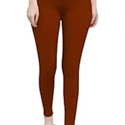 GenericColor : Rust Brown - Cotton Blend Ankle Fit Leggings for Women. Before Buy, Please Refer Size Chart Image.-picture-36