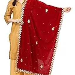 A R SilkWomen's Maroon Velvet Stone Work & Four Side Gotta Patti Work With Gotta Patti Lace Fancy Dupatta(ARS0746)-image-18