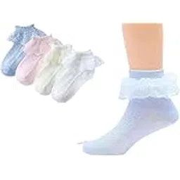 momisy MOMISYBaby Girl kids Toddlers Infant lace Socks Cotton Stretch-Flower Net-Multicolour-Set of 4 numbers-picture-51