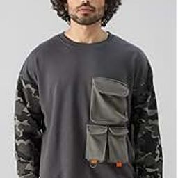 The Souled StoreBlack Ops Men and Boys Long Sleeve Round Neck Grey Oversized Fit Sweatshirts Oversized Sweatshirts for Men Hoodies Pullovers Graphic Printed Relaxed Loose Fit Drop Shoulder Casual-image-3