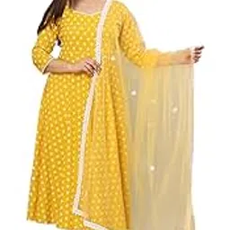 miss fame miss fameWomen's Cotton Anarkali Kurta with Pants and Dupatta-picture-19