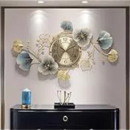RIZIK STORE® Metal Wall Hanging Floral Handmade Wall Clock Multicolor Ticking Sound for Bedroom/Drawing Room/Hall/Dining Room (36”x21”) (Multicolor Flower)-image-91