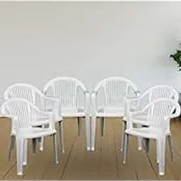 ITALICA Premium Plastic Arm Chair for Home, Office, Living Room/Matte Finish Plastic Outdoor Chair/Patio Chairs for Balcony | Suitable for Indoor & Outdoor (9201, White, Set of 6 Chair, LFS)-picture-11