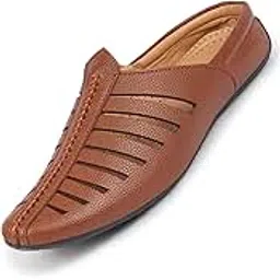 fausto FAUSTOMen's Laser Cut Back Open Evening Party Ethnic Mules Slip On Shoes-picture-18