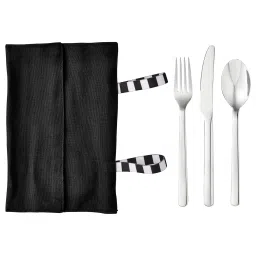 ikea finskuren Travel cutlery with case, stainless steel/black-picture-28