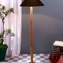 Devansh Black & Brown Wooden Frustum Shaped FloorLampsWithShade image 4