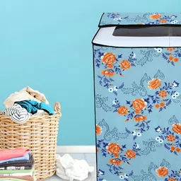 DREAM CARE Blue & Brown Printed Semi Automatic Washing Machine Cover 7Kg-image-49