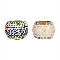 1ST TIME White & Red 2 Pieces Cylindrical Shaped Candle Holders image 3