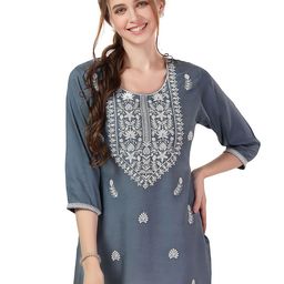 Meher Impex Floral Embroidered Chikankari Chikankari Kurti-picture-33