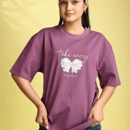 GIBBONTE Women Printed Drop-Shoulder Sleeves Pure Cotton T-shirt-image-22