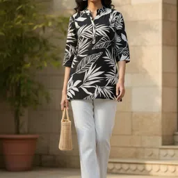 OZIA Women Botanical Printed Pure Cotton Kurti-picture-23