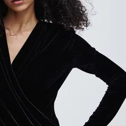 H&M Draped Velour Mini Dress image 4