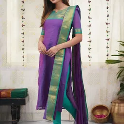 ASCIIBLUES Women Regular Kurta With Dupatta image 3