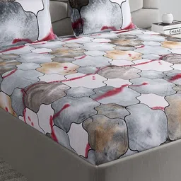 Monte Carlo Grey & White Geometric Bedsheet with 2 Pillow Covers 374 GSM-picture-19