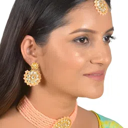 JMBW INTERNATIONAL Set Of 2 Gold Plated Stone Studded & Beaded Jewellery Sets image 4