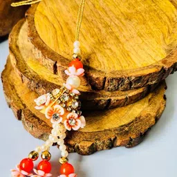 sangria Orange Tassel Lumba Rakhi Traditional Handmade Lumba Rakhi for Sister-picture-34