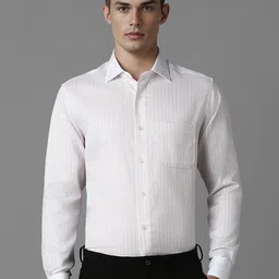 Louis Philippe Men Classic Spread Collar Vertical Striped Cotton Formal Shirt-picture-33