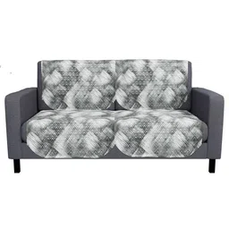 Kuber Industries Grey & Off White 4 Pieces Self Design Cotton Sofa Covers image 2