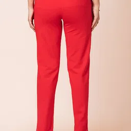 Ruby Women Smart Straight Fit Mid Rise Flat-Front Regular Trousers image 3
