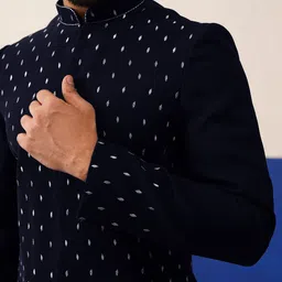 TheEthnic.Co Men Geometric Woven Design Thread Work simmer Kurta image 2