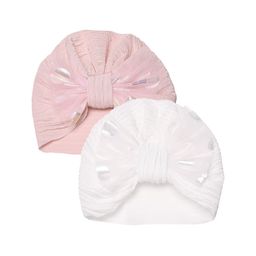 THE LITTLE LOOKERS Infants Pack Of 2 Soft Hosiery Turban Bow Knot Cap-picture-47