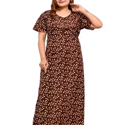 ANKONA Women Floral Printed Short Sleeves Maxi Nightdress-image-51