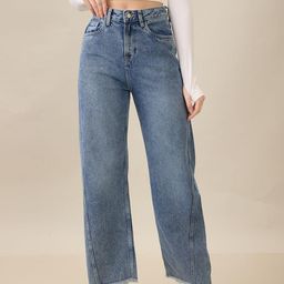 STORMY JEANS Women Wide Leg High-Rise Light Fade Frayed Pure Cotton Jeans-picture-35