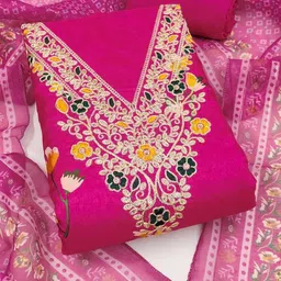 BlissFlair Art Silk Unstitched Dress Material image 2