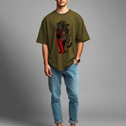 THE BEETEL HOUSE Printed Round Neck Oversized Cotton T-shirt image 2