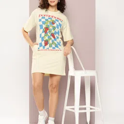 DILLINGER Womens Oversized Short Sleeves Printed Tshirt Dress image 4