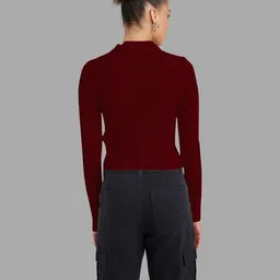 Maheshvi Women Ribbed Shirt Collar Long Sleeves Fashion Crop Regular Top image 3