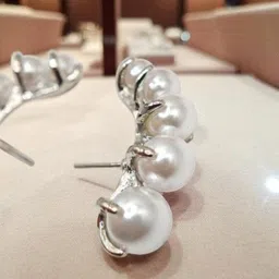 SAPRAA TRENDS Stainless Steel Silver-Plated Artificial Stones Studded Spherical Studs image 4