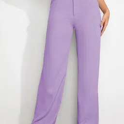 BAESD Women Colourblocked Relaxed Straight Leg High-Rise Non Iron Trousers-image-95