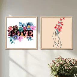 Kotart Brown & White 2 Pieces Floral Wooden Wall Arts-picture-18