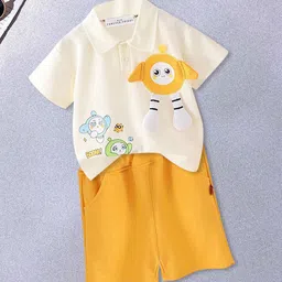 FOREVER FRIDAY Boys Printed Polo Collar Pure Cotton T-shirt with Shorts-picture-25